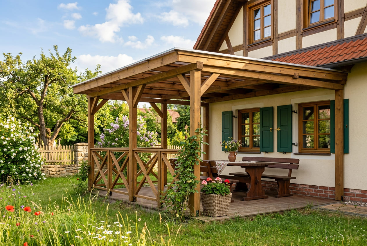 Holz-Terrassenüberdachung aus Polen